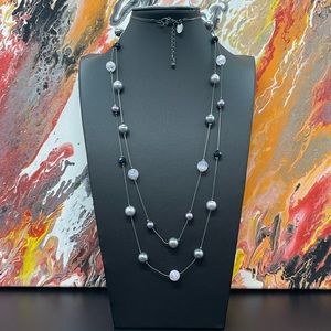 Macy's Multistranded Gunmetal invisible chain link with spaced beads